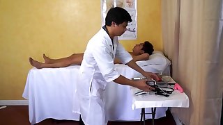 Kinky Doctor Vahn is conducting Asian twink Raves anal exam and treatment.